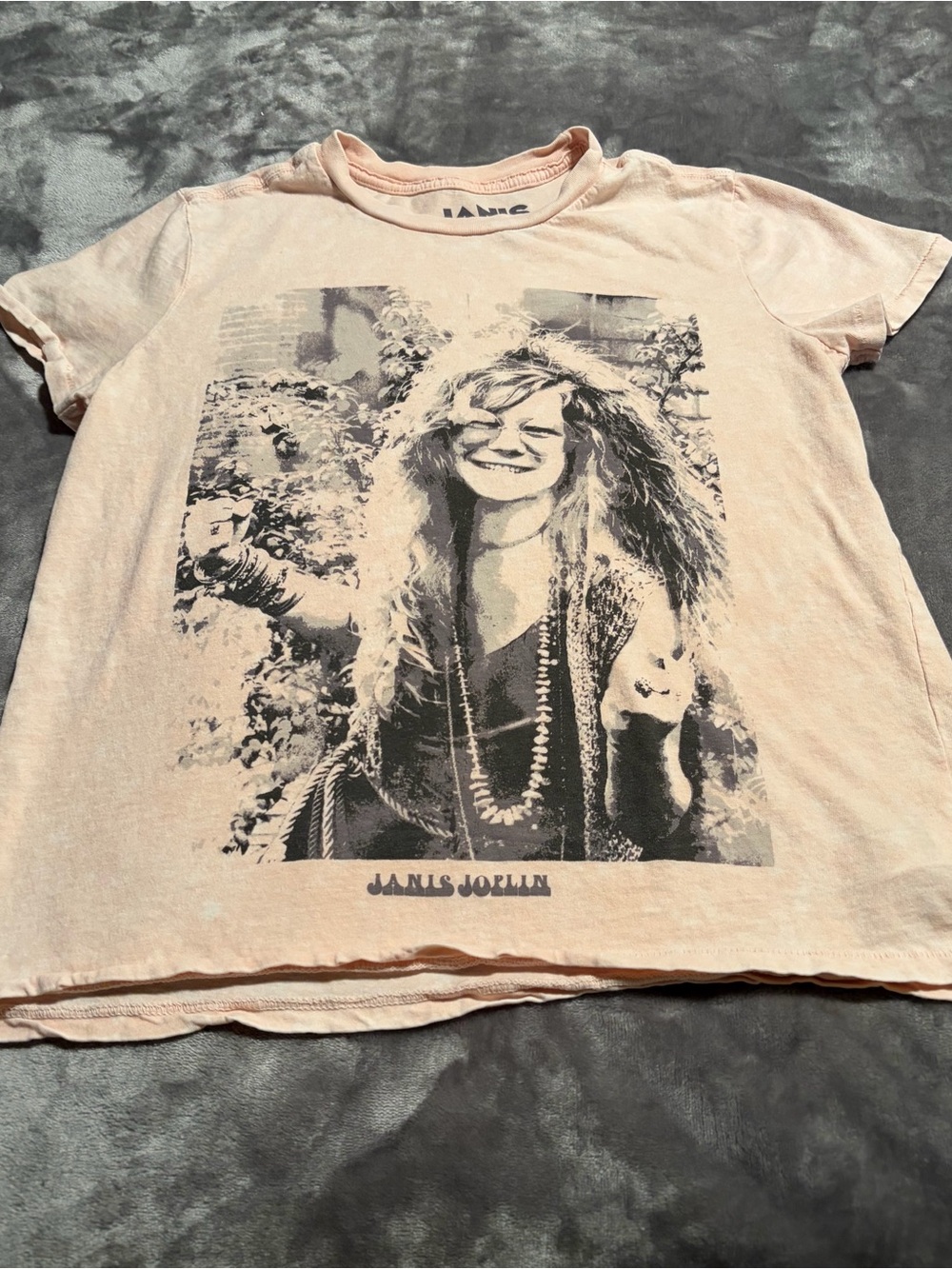 Lucky Brand Peach Graphic Janis Joplin Short Sleeve Tee